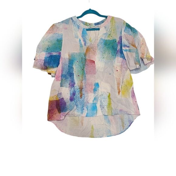 Jams World Ice Pop Flutter Sleeve Hawaiian Rayon Popover Blouse, Art-to-Wear | M - Picture 5 of 9